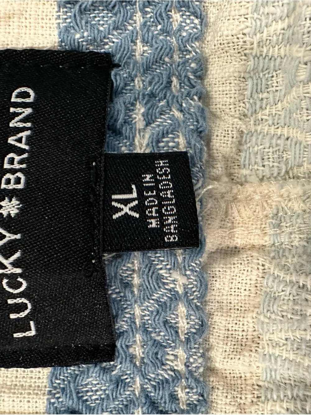 Lucky Brand Cream and Light Blue Striped Drawstring Athletic Shorts